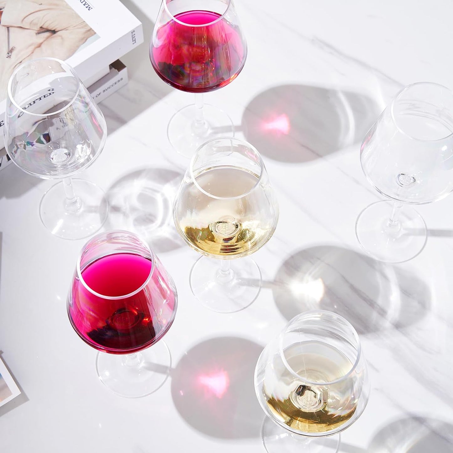 Unbreakable Stemmed Wine Glasses Tritan Acrylic Set Of 6 European Style Crystal Drinkware 18OZ