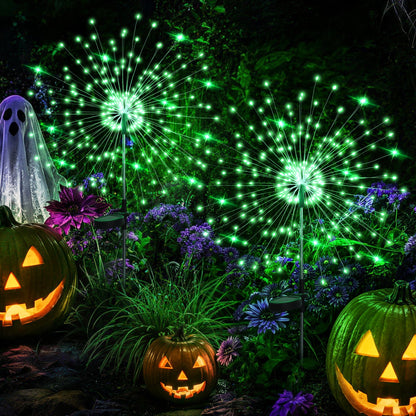 GIGALUMI Solar Firework Lights Outdoor, Halloween Decor, Green