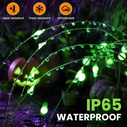GIGALUMI Solar Firework Lights Outdoor, Halloween Decor, Green