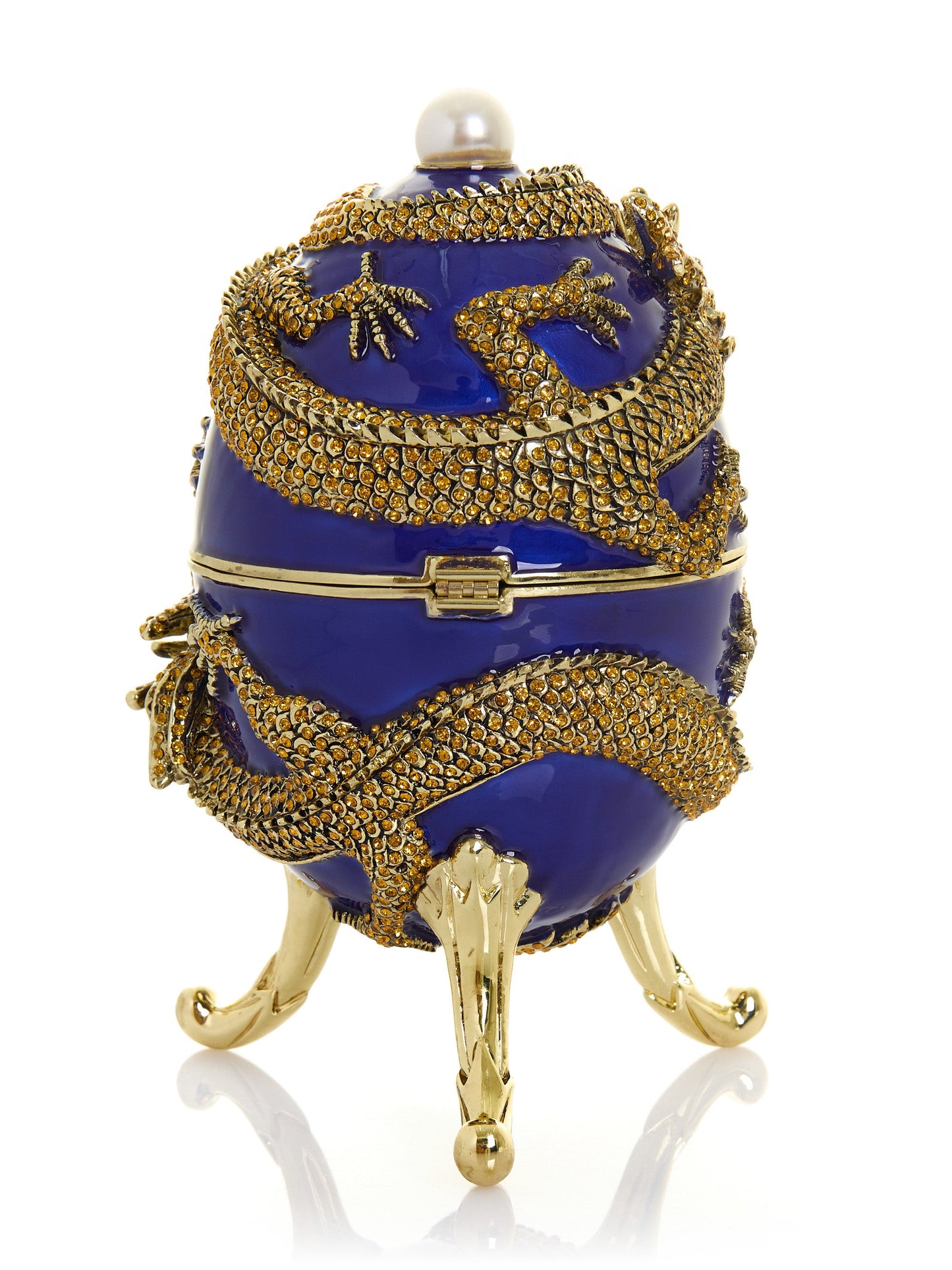 Blue Faberge Egg with Dragon Music Playing Egg