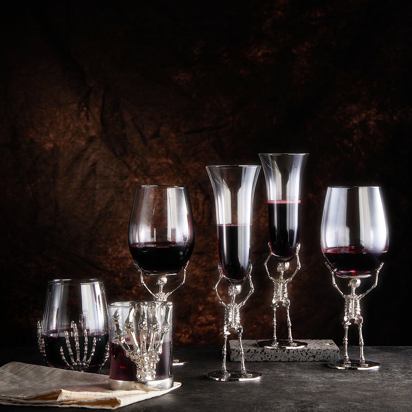Stemless Skeleton Wine Glass Set Of 2 17OZ Halloween Skeleton Glasses 5 H Goth Gifts Skeleton Gifts