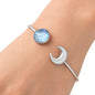 Premium Crescent Moon - Rainbow Moonstone Cuff Bangle Bracelet