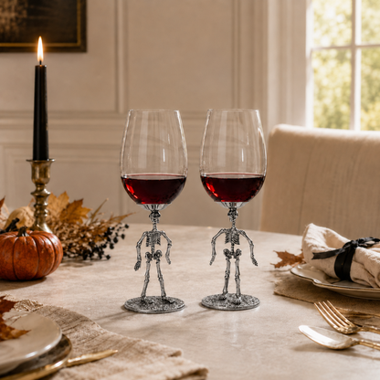 Stemmed Skeleton Wine Glass Set Of 2 By 12OZ Skeleton Glasses 10 H Goth Gifts Skelet