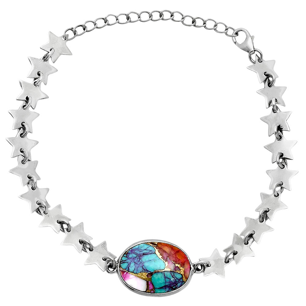 Premium Star Kingman Orange Dahlia Turquoise Bracelet