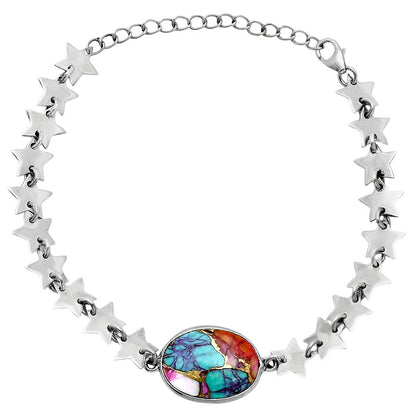 Premium Star Kingman Orange Dahlia Turquoise Bracelet