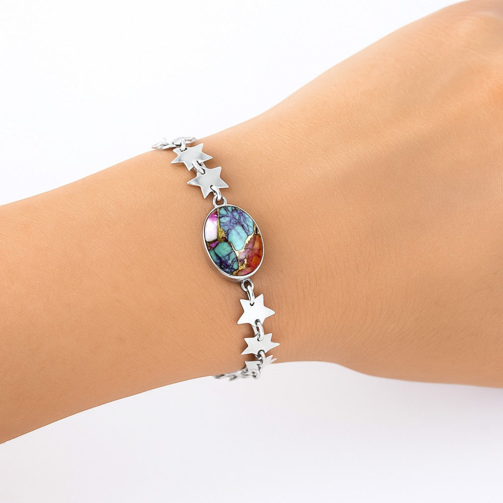 Premium Star Kingman Orange Dahlia Turquoise Bracelet
