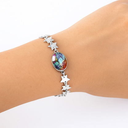 Premium Star Kingman Orange Dahlia Turquoise Bracelet