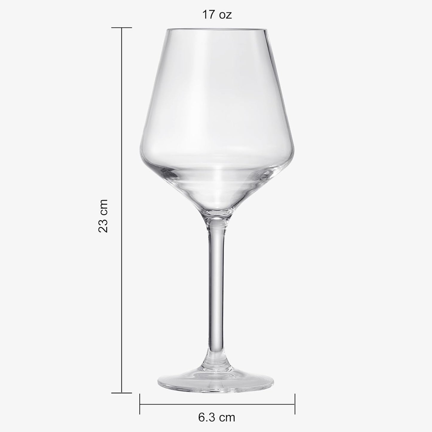 Unbreakable Stemmed Wine Glasses Tritan Acrylic Set Of 6 European Style Crystal Drinkware 18OZ
