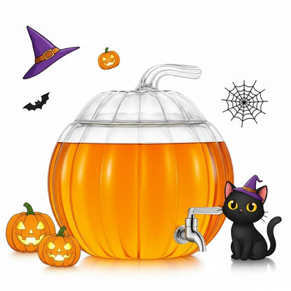 Glass Pumpkin Drink Dispenser 2 Gallon Fall Halloween Thanksgiving Party Beverage Server With Spigot