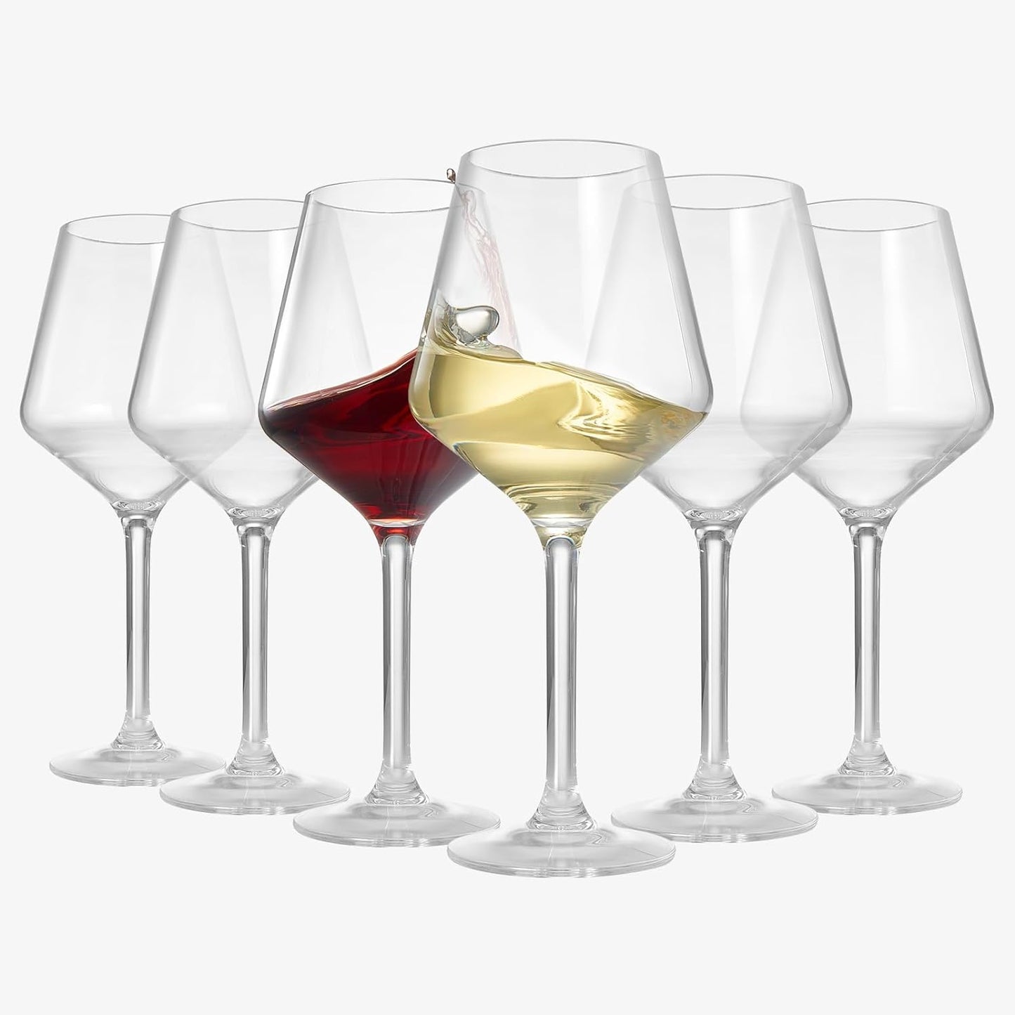 Unbreakable Stemmed Wine Glasses Tritan Acrylic Set Of 6 European Style Crystal Drinkware 18OZ