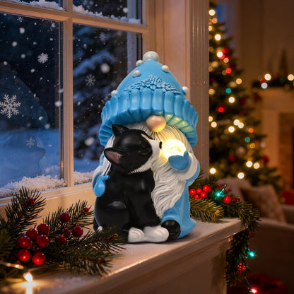 GIGALUMI Solar Powered Gnomes with Dog Statues