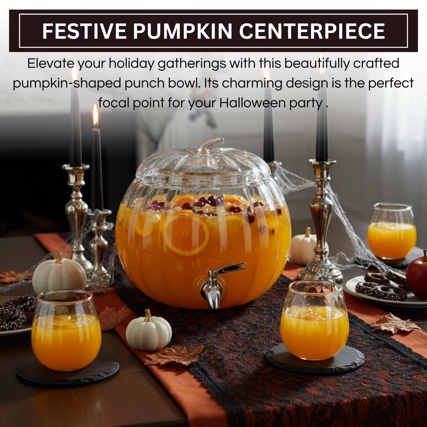 Glass Pumpkin Drink Dispenser 2 Gallon Fall Halloween Thanksgiving Party Beverage Server With Spigot