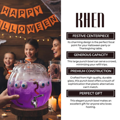 Glass Pumpkin Drink Dispenser 2 Gallon Fall Halloween Thanksgiving Party Beverage Server With Spigot