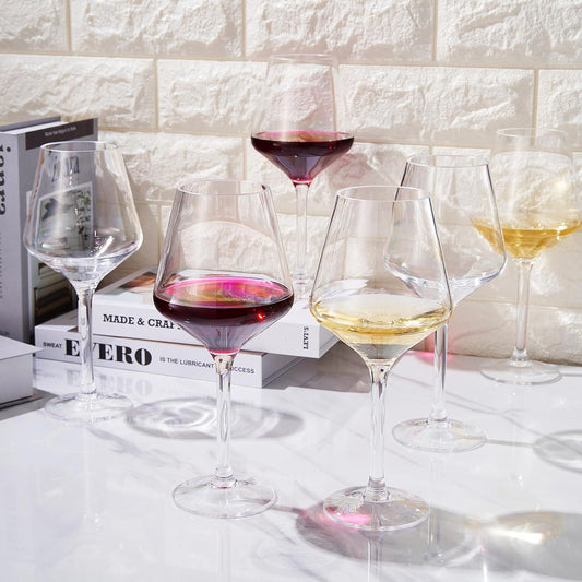 Unbreakable Stemmed Wine Glasses Tritan Acrylic Set Of 6 European Style Crystal Drinkware 18OZ