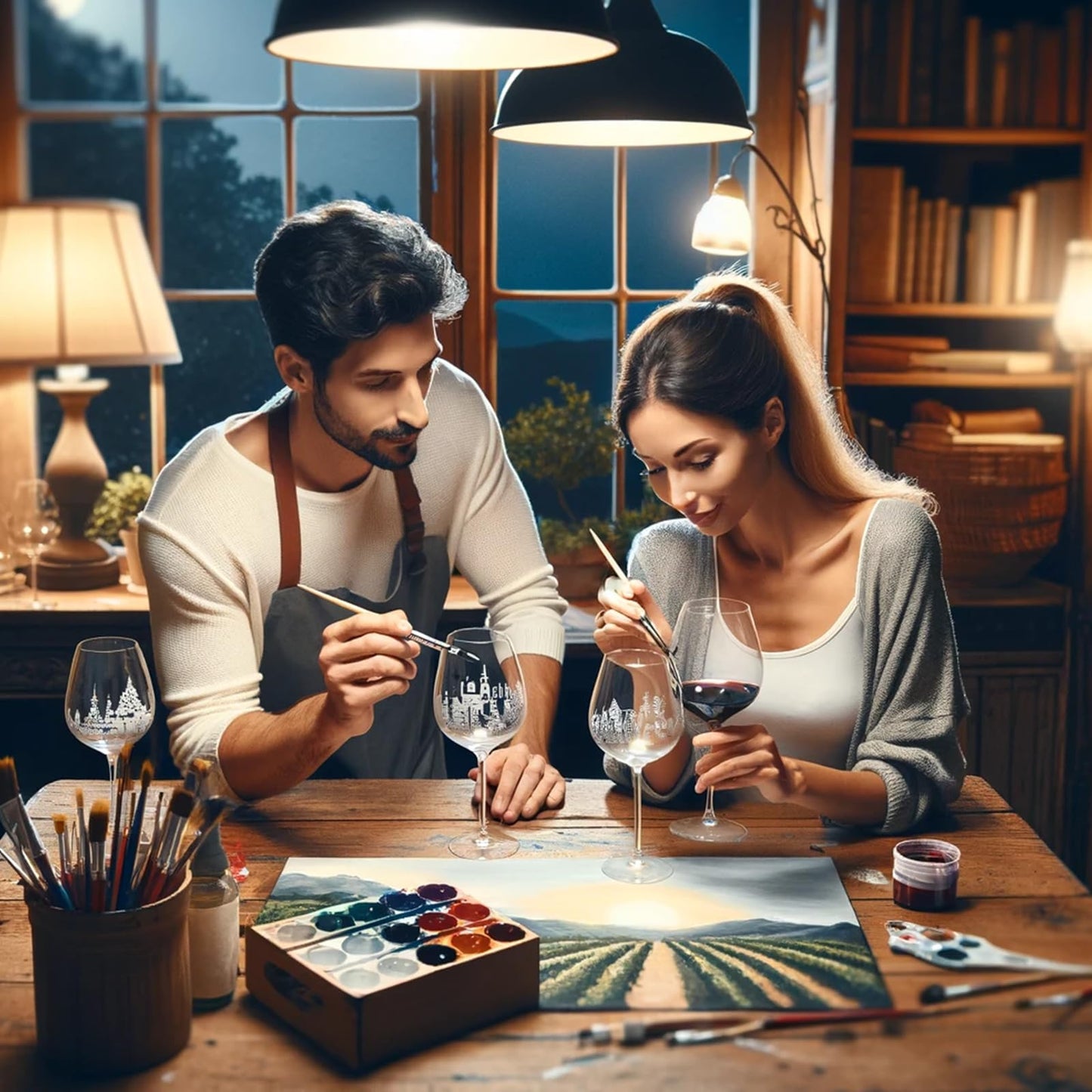 Wine Glass Painting Gift Set Do It Yourself Creative Glassware Paint Kit For Wine Nights Comes With
