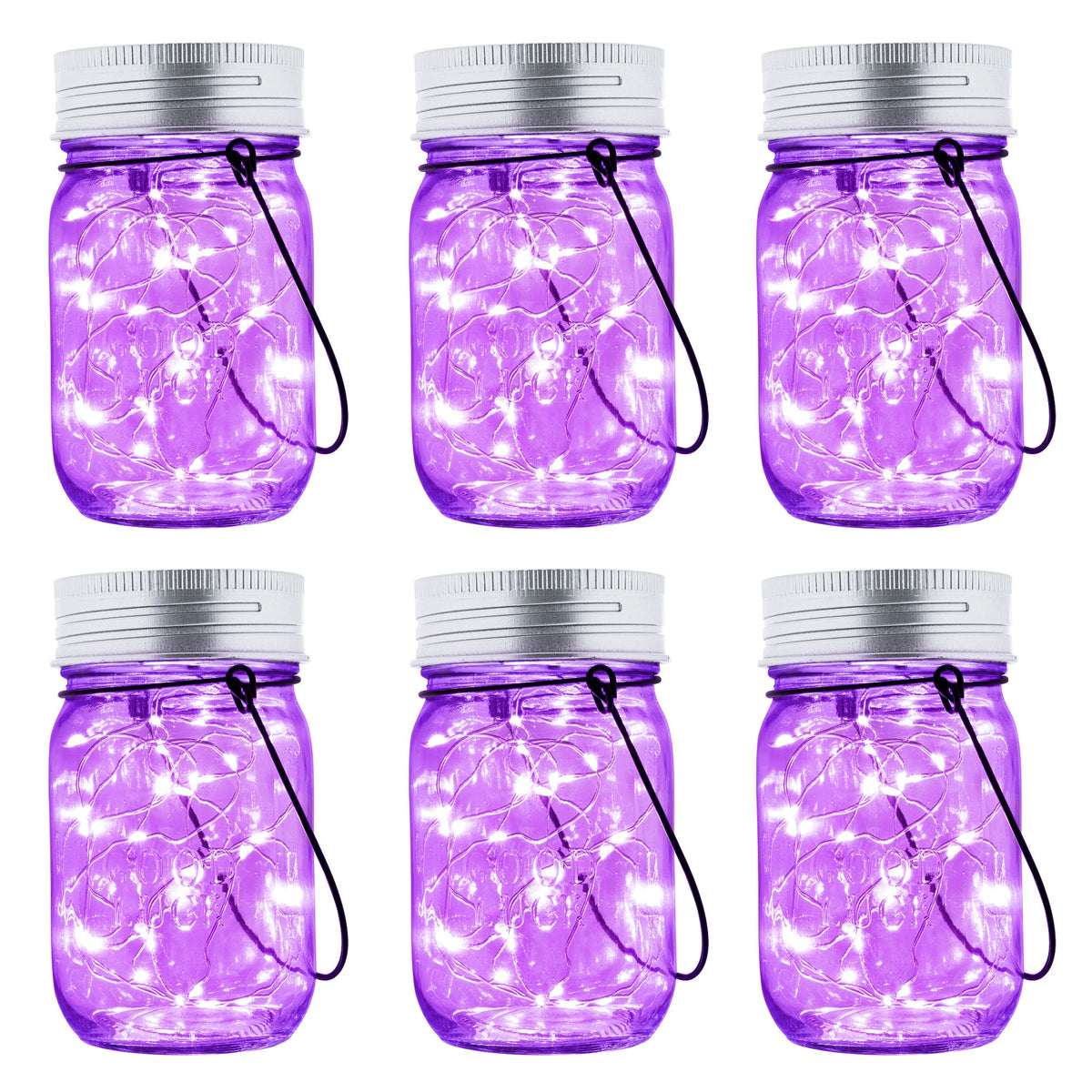 GIGALUMI Hanging Mason Jar Solar Lights 6 Pack for Halloween Decorations