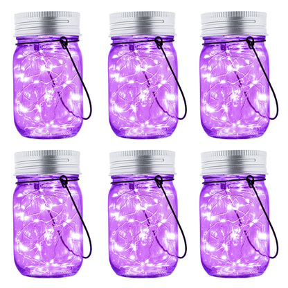 GIGALUMI Hanging Mason Jar Solar Lights 6 Pack for Halloween Decorations