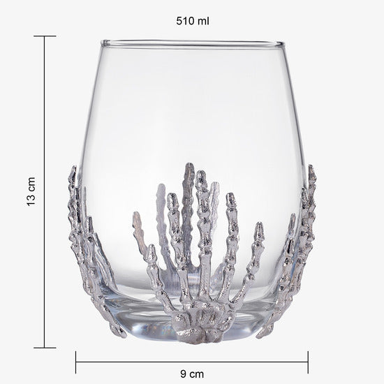 Stemless Skeleton Wine Glass Set Of 2 17OZ Halloween Skeleton Glasses 5 H Goth Gifts Skeleton Gifts