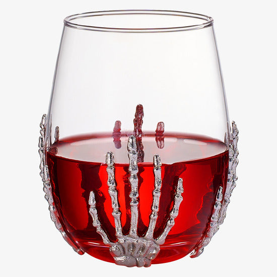 Stemless Skeleton Wine Glass Set Of 2 17OZ Halloween Skeleton Glasses 5 H Goth Gifts Skeleton Gifts