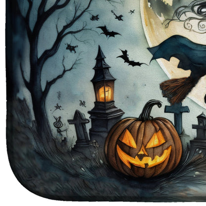 Flying Witch Spooky Halloween Dish Drying Mat
