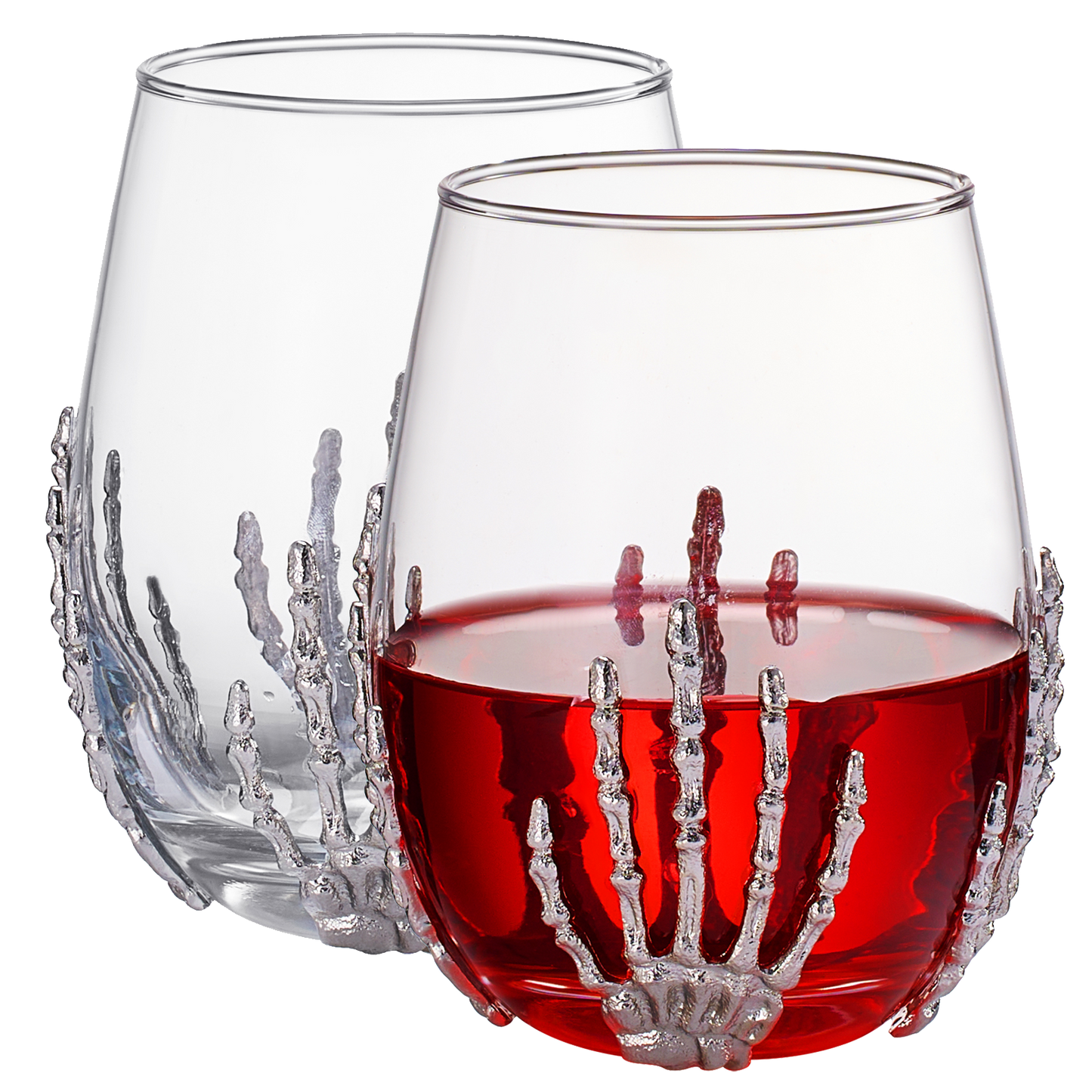 Stemless Skeleton Wine Glass Set Of 2 17OZ Halloween Skeleton Glasses 5 H Goth Gifts Skeleton Gifts