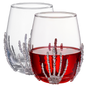 Stemless Skeleton Wine Glass Set Of 2 17OZ Halloween Skeleton Glasses 5 H Goth Gifts Skeleton Gifts