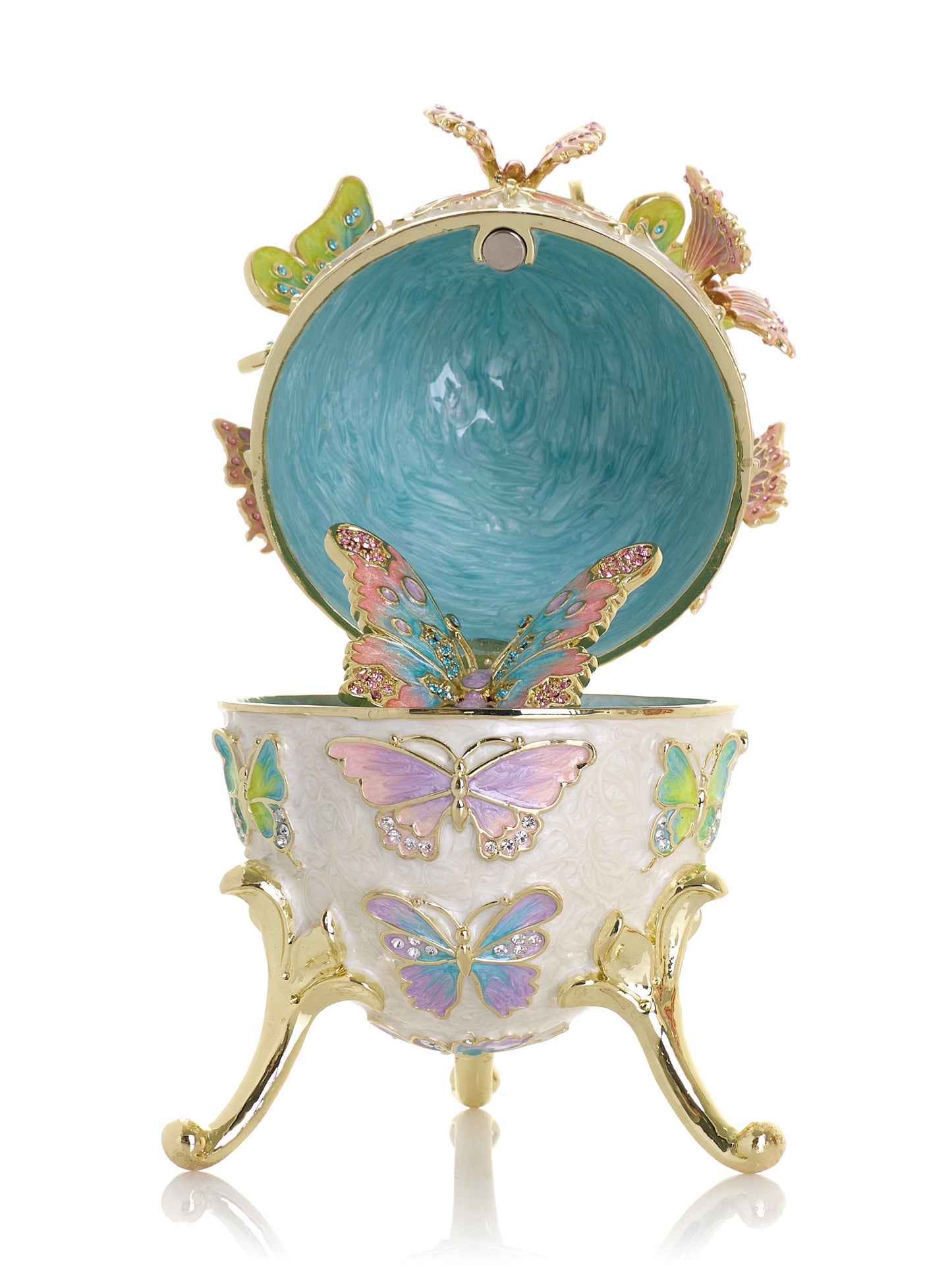 Limited Edition Enchanted Butterfly Egg Trinket Box with Detachable Crystal Butterflies