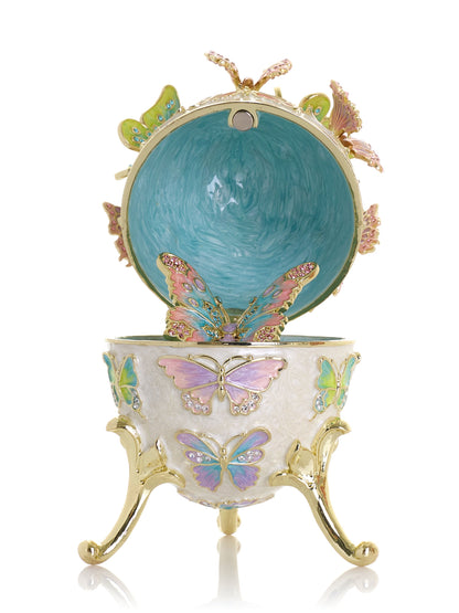Limited Edition Enchanted Butterfly Egg Trinket Box with Detachable Crystal Butterflies