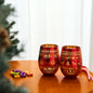 Crystal Christmas Tree Wine Water Glasses Set Of 2 Holiday Themed Red Gold Etched Winter Snow Wonder