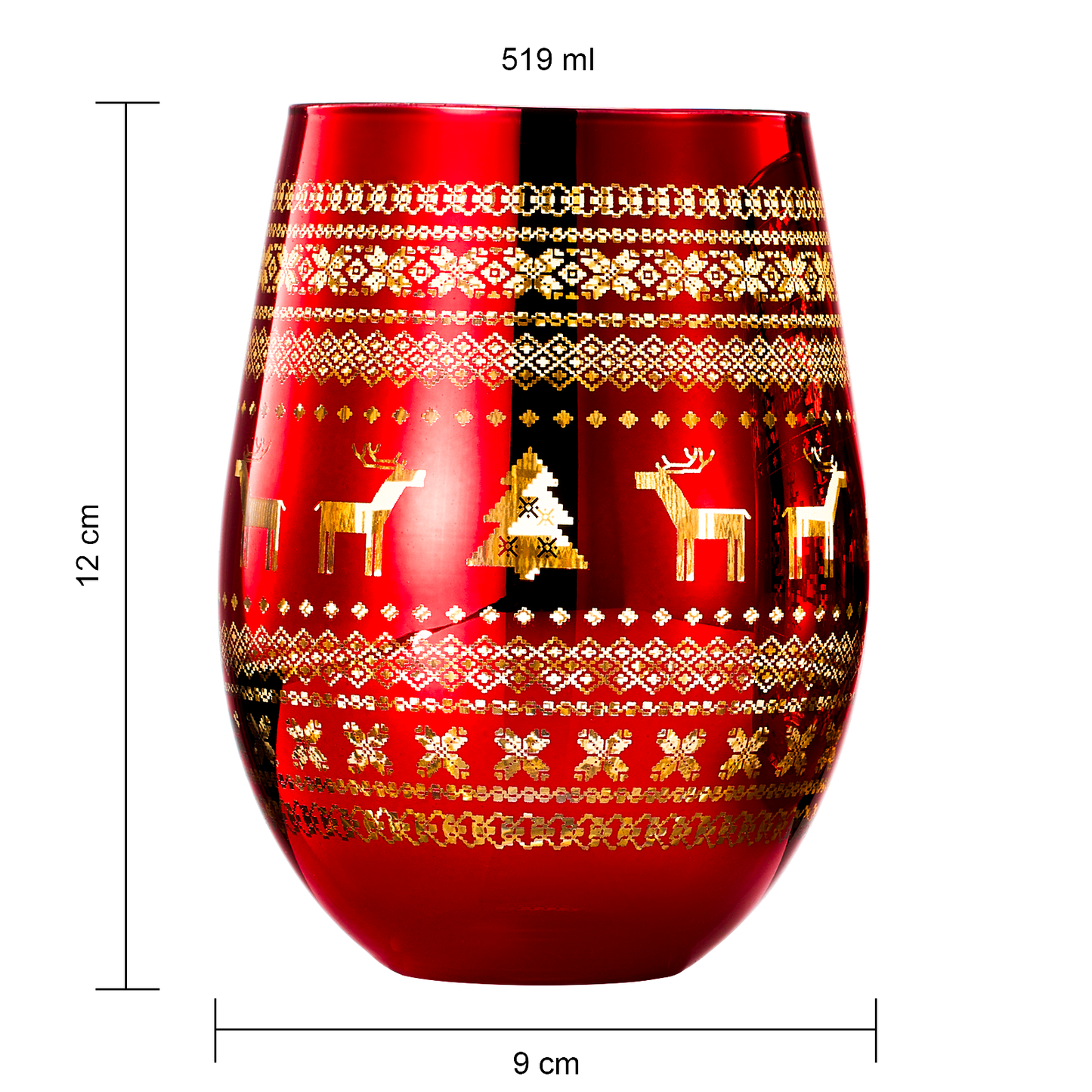 Crystal Christmas Tree Wine Water Glasses Set Of 2 Holiday Themed Red Gold Etched Winter Snow Wonder