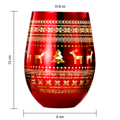 Crystal Christmas Tree Wine Water Glasses Set Of 2 Holiday Themed Red Gold Etched Winter Snow Wonder