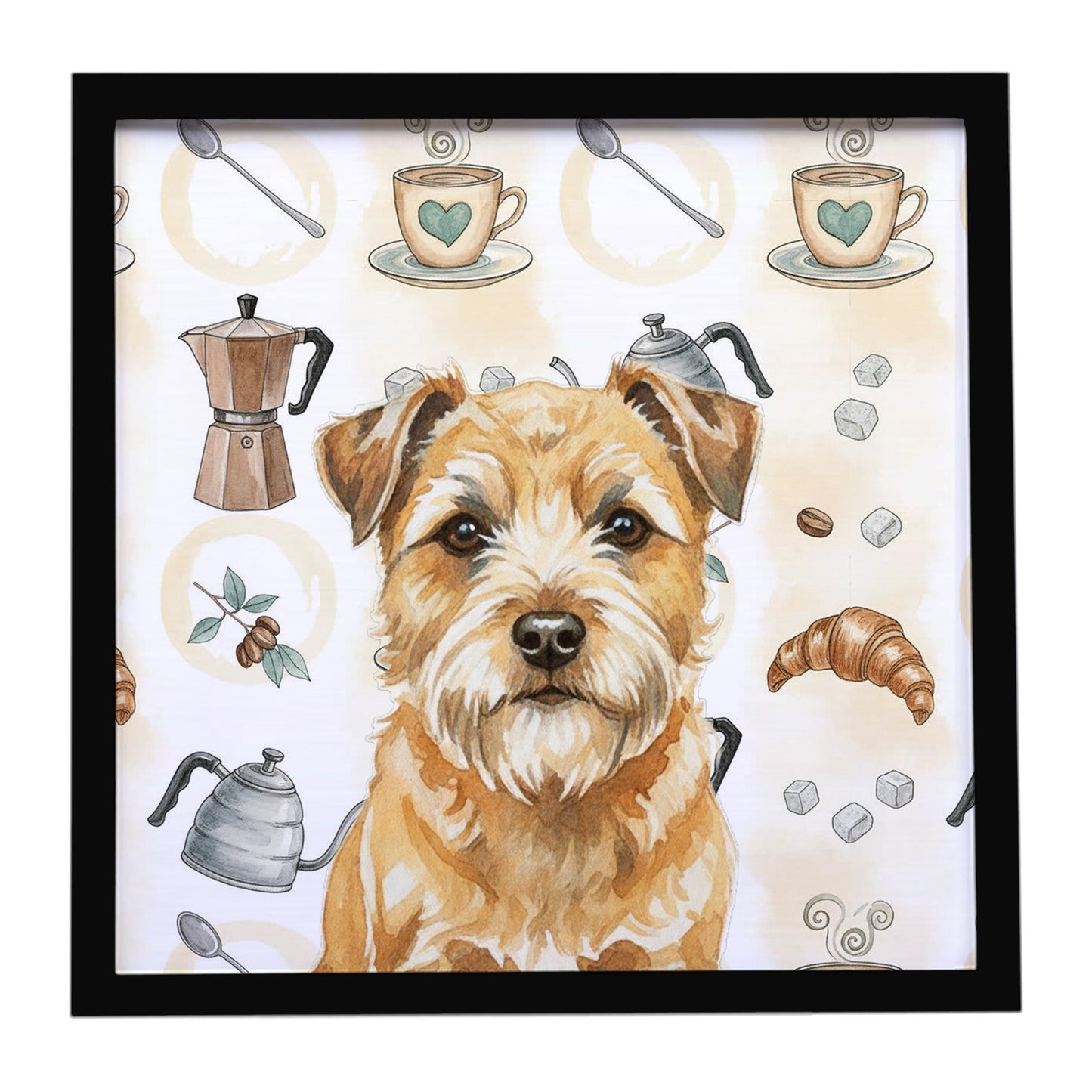 Wheaten Border Terrier Coffee Bar Framed Metal Print