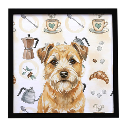 Wheaten Border Terrier Coffee Bar Framed Metal Print