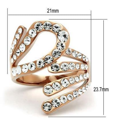 IP Rose Gold(Ion Plating) Brass Ring with Top Grade Clear Crystals