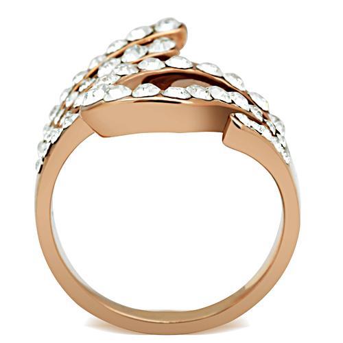 IP Rose Gold(Ion Plating) Brass Ring with Top Grade Clear Crystals