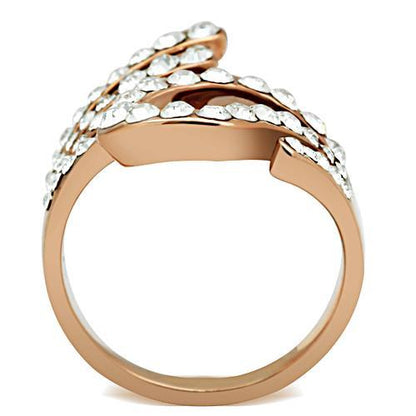 IP Rose Gold(Ion Plating) Brass Ring with Top Grade Clear Crystals