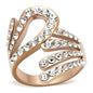 IP Rose Gold(Ion Plating) Brass Ring with Top Grade Clear Crystals