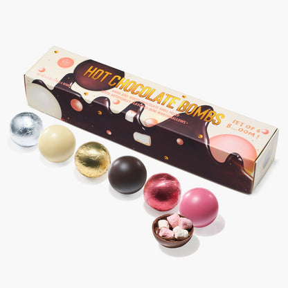 Hot Chocolate Bombs Set Of 6 3 Flavors Of White Fudge Brownie Strawberry Chocolates Delicious Cocoa